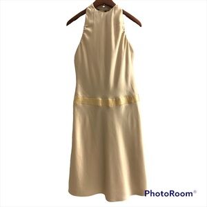 Calvin Klein Dress Halter neck, A-line sleeves Backless Champagne Color size 4